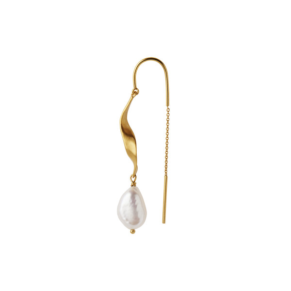 Stine A - Long twisted ørehænger med Baroque pearl 1271-02-s
