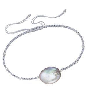 Knyttet armbånd med perle - justerbar længde 162331