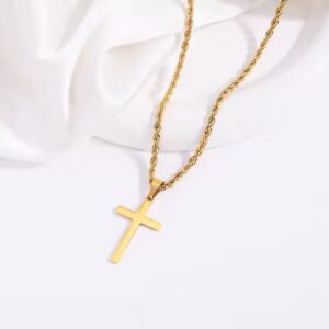 Halskæde kors vandfast forgyldt stål 163014