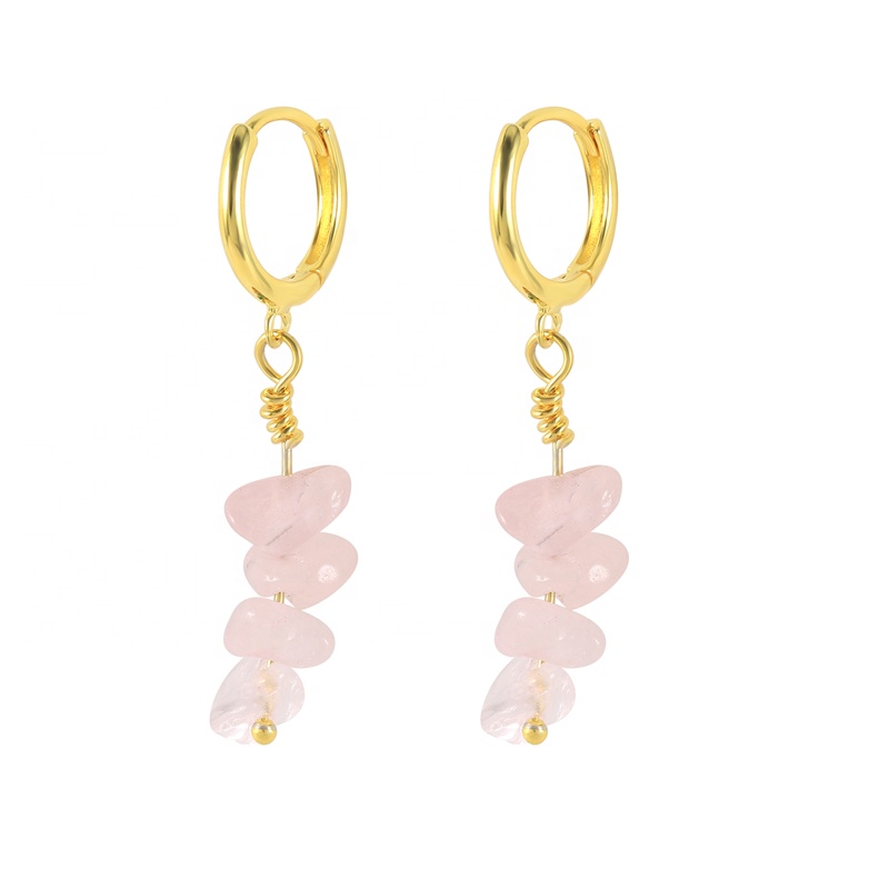 Donnatella - øreringe forgyldt med lyserøde sten