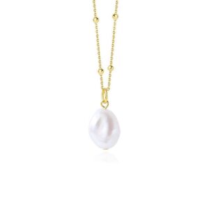 Donnatella halskæde forgyldt med barok perle