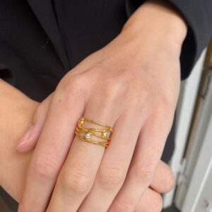 Donnatella - Midnight sparkle justerbar ring forgyldt