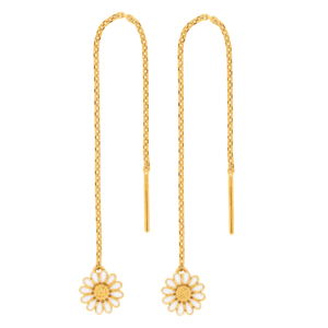 Siersbøl - forgyldt sølv ørekæde m. Marguerit 7mm