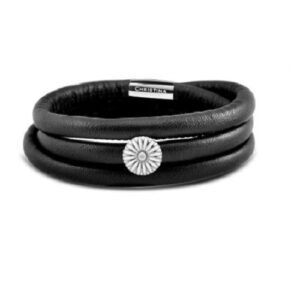 Christina læder armbånd med gerbera