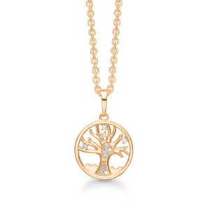 Støvring Design guld halskæde med Livets træ