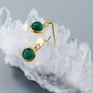 "Malaika" øreringe forgyldt sølv med synt. opal