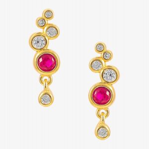 Hultquist - Ruby øreringe forgyldt