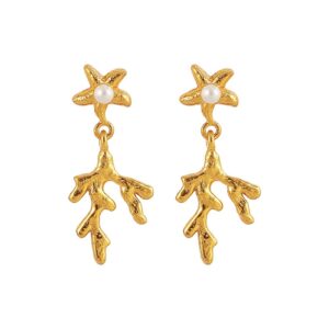 Hultquist - Mini coral leaf øreringe i forgyldt