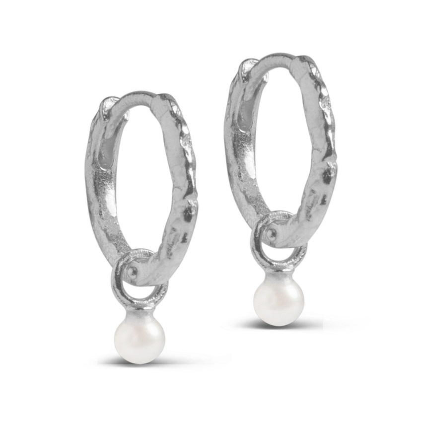 Enamel belle pearl hoops E271SM
