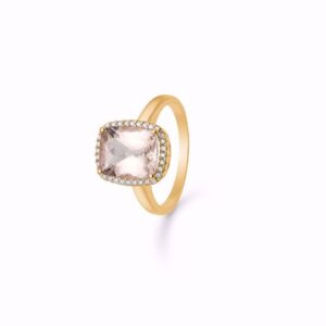 Guld & Sølv Design ring 14 karat med peach morganite