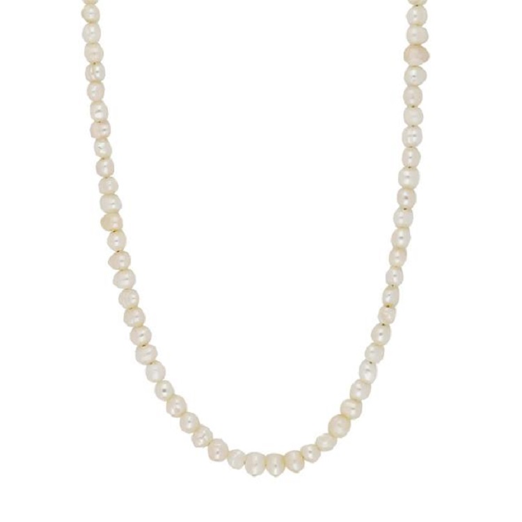 Siersbøl halskæde 4 mm ferskvandsperler og forgyldt lås