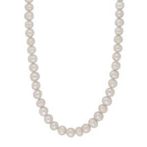 Siersbøl halskæde 8 mm ferskvandsperler og forgyldt lås