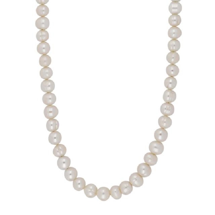 Siersbøl halskæde 8 mm ferskvandsperler og forgyldt lås