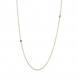 Stine A- Halskæde en lille sort spinel og en lille mønt